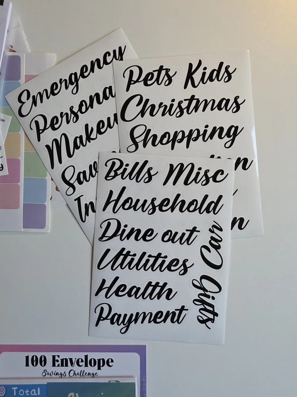 A5 & A6 Savings & Budget Vinyl Sticker Set - Gold & Brown Script LOT